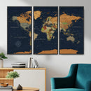 Modern World Map Canvas Print – Framed Detailed Map of the by MyGreatCanvas | Canvas Wall Art Prints | Photo Prints & Wall Decor