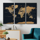 Vintage World Map Earth Globe Countries Oceans Continents