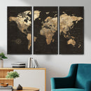 Framed World Map with Pin Canvas Print – Detailed World Map