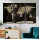 Push Pin World Map Canvas Wall Art Print, Interactive Travel