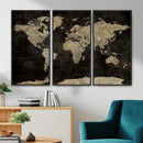 Push Pin World Map Canvas Wall Art Print, Interactive Travel