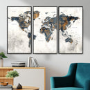 World Map Wall Art Canvas Print for Office Wall Decor