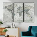 Neutral Vintage World Map Canvas Wall Art Print, Classic Map by MyGreatCanvas | Canvas Wall Art Prints | Photo Prints & Wall Decor