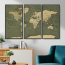 Large World Map Canvas Wall Art Print for Study Room Decor -