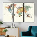 Framed World Map Wall Art Canvas Print for Living Room and by MyGreatCanvas | Canvas Wall Art Prints | Photo Prints & Wall Decor