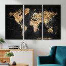 World Map Canvas Wall Art with Famous Landmarks – Framed
