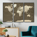 Vintage World Map Canvas Print – Framed Travel Map Wall Art
