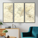Detailed Large World Map Wall Decor Canvas Art Print