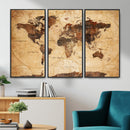 Modern Red and Gray World Map Canvas Print – Framed Wall Art