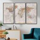 Detailed World Map Wall Art Canvas Print for Home and Office Decor