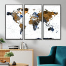 Colorful Watercolor World Map Canvas Wall Art – Framed