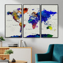 Vintage World Map Canvas Wall Art – Framed Travel Map with