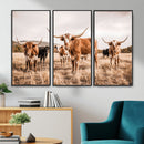 Texas Longhorn Cattle Wall Art Canvas Print, Sepia Western