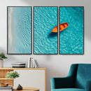 Minimalist Boat Wall Art Canvas Print, Aerial Sea Landscape by MyGreatCanvas | Canvas Wall Art Prints | Photo Prints & Wall Decor