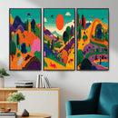 Colorful Japanese Landscape Print: Maximalist Panoramic Wall by MyGreatCanvas | Canvas Wall Art Prints | Photo Prints & Wall Decor