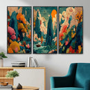 Colorful Japanese Landscape Print: Maximalist Panoramic Wall by MyGreatCanvas | Canvas Wall Art Prints | Photo Prints & Wall Decor