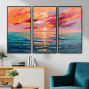 Bold Palette Knife Ocean Sunset Canvas — Orange Pink Teal by MyGreatCanvas | Canvas Wall Art Prints | Photo Prints & Wall Decor