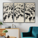 Longhorn Cattle Canvas Wall Art, Black White Stampede Ink by MyGreatCanvas | Canvas Wall Art Prints | Photo Prints & Wall Decor