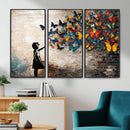 Banksy Graffiti Butterfly Girl Wall Art Canvas Print, Framed by MyGreatCanvas | Canvas Wall Art Prints | Photo Prints & Wall Decor