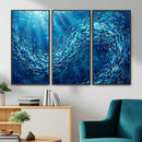 School of Fish Canvas Print | Blue Ocean Underwater Wall Art by MyGreatCanvas | Canvas Wall Art Prints | Photo Prints & Wall Decor