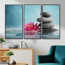 Zen Canvas Wall Art Lotus Flower Stacked Stones Teal Spa by MyGreatCanvas | Canvas Wall Art Prints | Photo Prints & Wall Decor