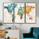 Watercolor World Map Canvas Wall Art Print – Abstract by MyGreatCanvas | Canvas Wall Art Prints | Photo Prints & Wall Decor