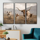 Rustic Texas Longhorn Cow Canvas Wall Art Print, Rustic Farm Animal Photography Print, Farmhouse Country Decor, Western Ranch Art
