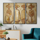 Mexican Folk Art Canvas Wall Art, Charro Poncho Sombrero Painting Print, Neutral Beige Boho Decor, Southwestern Impasto Style, Living Room Art by MyGreatCanvas | Canvas Wall Art Prints | Photo Prints & Wall Decor