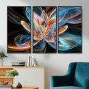 Fractal Lotus Canvas Wall Art, Blue Orange Glowing Flower Abstract Print, Modern Zen Meditation Room Decor, Ethereal Digital Art, Living Room by MyGreatCanvas | Canvas Wall Art Prints | Photo Prints & Wall Decor