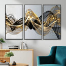 Black and Gold Abstract Wall Art, Modern Wave Canvas Print, Elegant Flowing Smoke Art, Luxury Living Room Decor by MyGreatCanvas | Canvas Wall Art Prints | Photo Prints & Wall Decor