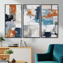 Blue Teal Abstract Canvas Wall Art, Modern Textured Painting Print, Navy Orange White Contemporary Art, Neutral Living Room Decor, Office Art by MyGreatCanvas | Canvas Wall Art Prints | Photo Prints & Wall Decor