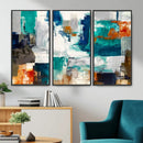 Blue Teal Abstract Canvas Wall Art, Modern Textured Painting Print, Navy Orange White Contemporary Art, Neutral Living Room Decor, Office Art by MyGreatCanvas | Canvas Wall Art Prints | Photo Prints & Wall Decor