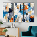 Blue Teal Abstract Canvas Wall Art, Modern Textured Painting Print, Navy Orange White Contemporary Art, Neutral Living Room Decor, Office Art by MyGreatCanvas | Canvas Wall Art Prints | Photo Prints & Wall Decor