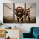 Texas Longhorn Wall Art Canvas Print – Brown Horned Bull