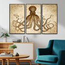 Sepia Octopus Wall Art Abstract Animal Canvas Print