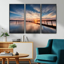 Wooden Pier on Seascape and Sunset Wall Art Canvas Print by MyGreatCanvas | Canvas Wall Art Prints | Photo Prints & Wall Decor