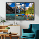 Moraine Lake 3-Panel Wall Art, Majestic Mountain and Lake by MyGreatCanvas | Canvas Wall Art Prints | Photo Prints & Wall Decor