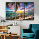 Framed Tropical Sunset Art Canvas Print