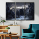 Night Landscape and Trees Wall Art Canvas Print