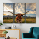 Texas Longhorn Canvas Wall Art – Majestic Triptych Animal by MyGreatCanvas | Canvas Wall Art Prints | Photo Prints & Wall Decor