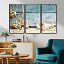 Seashells on Rustic Wooden Background, Seashells Wall Art