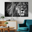 Black and White Lion Canvas Wall Art Print – Wildlife
