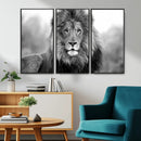 Black and White Lion Canvas Wall Art – Animal Print Artwork