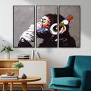 Dj Monkey Listening to Music Wall Art Print | Banksy Monkey by MyGreatCanvas | Canvas Wall Art Prints | Photo Prints & Wall Decor
