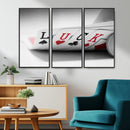 Framed Luck Poker Cards Canvas – Modern Triptych Wall Art,
