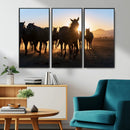Horse Herd Wall Art Animal Canvas Print