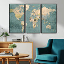 Classic World Map Canvas Print – Framed Vintage Map Wall