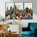 Abstract Wood Panel Effect Mountain Range Top Wall Art