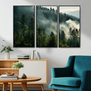 Misty Forest Wall Art Premium Canvas Print a Foggy and