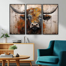 Scottish Highland Cow Cattle Art Print on Wood Style by MyGreatCanvas | Canvas Wall Art Prints | Photo Prints & Wall Decor